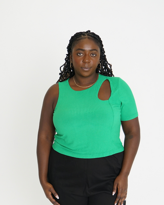"Sammy" Viscose Cut-Out Top in Kelly Green