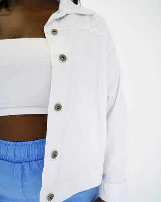 "Leah" Cotton Tencel Jacket in White