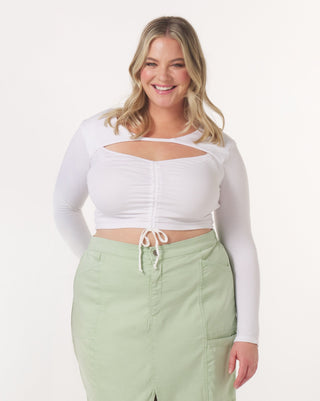 "Ilana" Tie-Front Cut Out Top in White