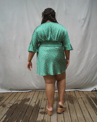 “Lorea” Bias Cut Mini Skirt in Painted Silky Dot