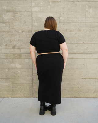 "Aubrey" Garment-Dyed Staple Crop Top in Black