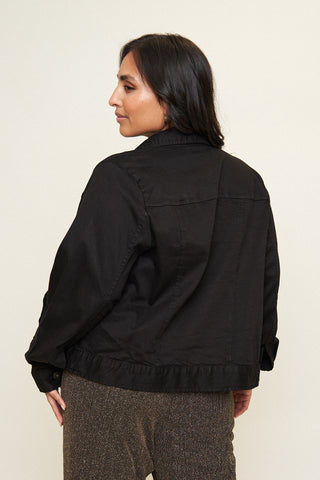 "Leah" Cotton Tencel Jacket in Black