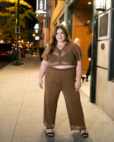 “Arielle" Pull-On Pant in Cocoa Holiday Mesh