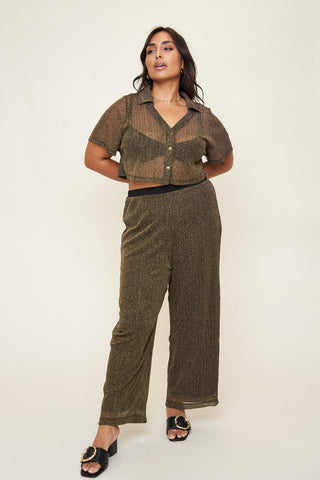 “Arielle" Pull-On Pant in Black Shimmer Mesh