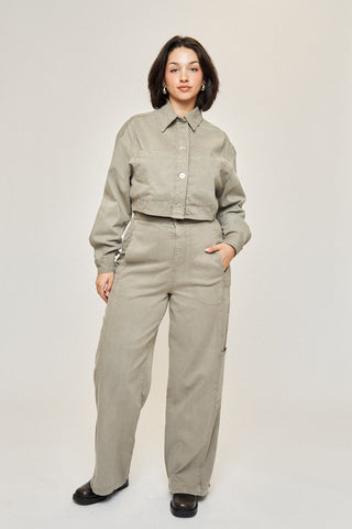 Tara Cotton Tencel Cargo Pant in Soft Olive