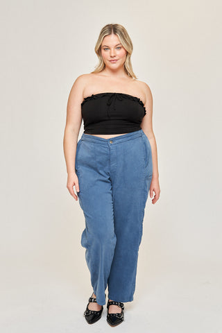 Tara Cotton Tencel Cargo Pant in Slate Blue