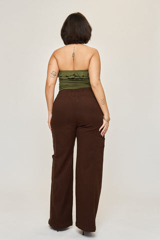 Tara Cotton Tencel Cargo Pant in Espresso