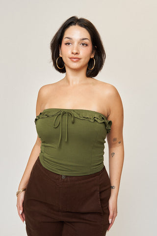 Madison Tube Top in Army Green