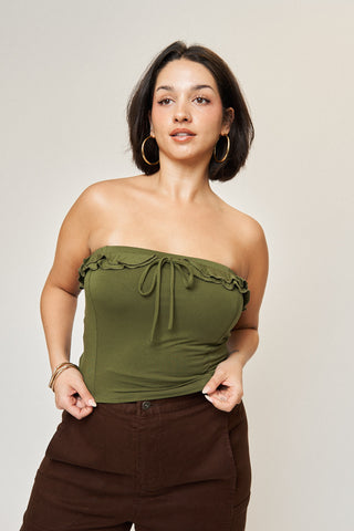 Madison Tube Top in Army Green