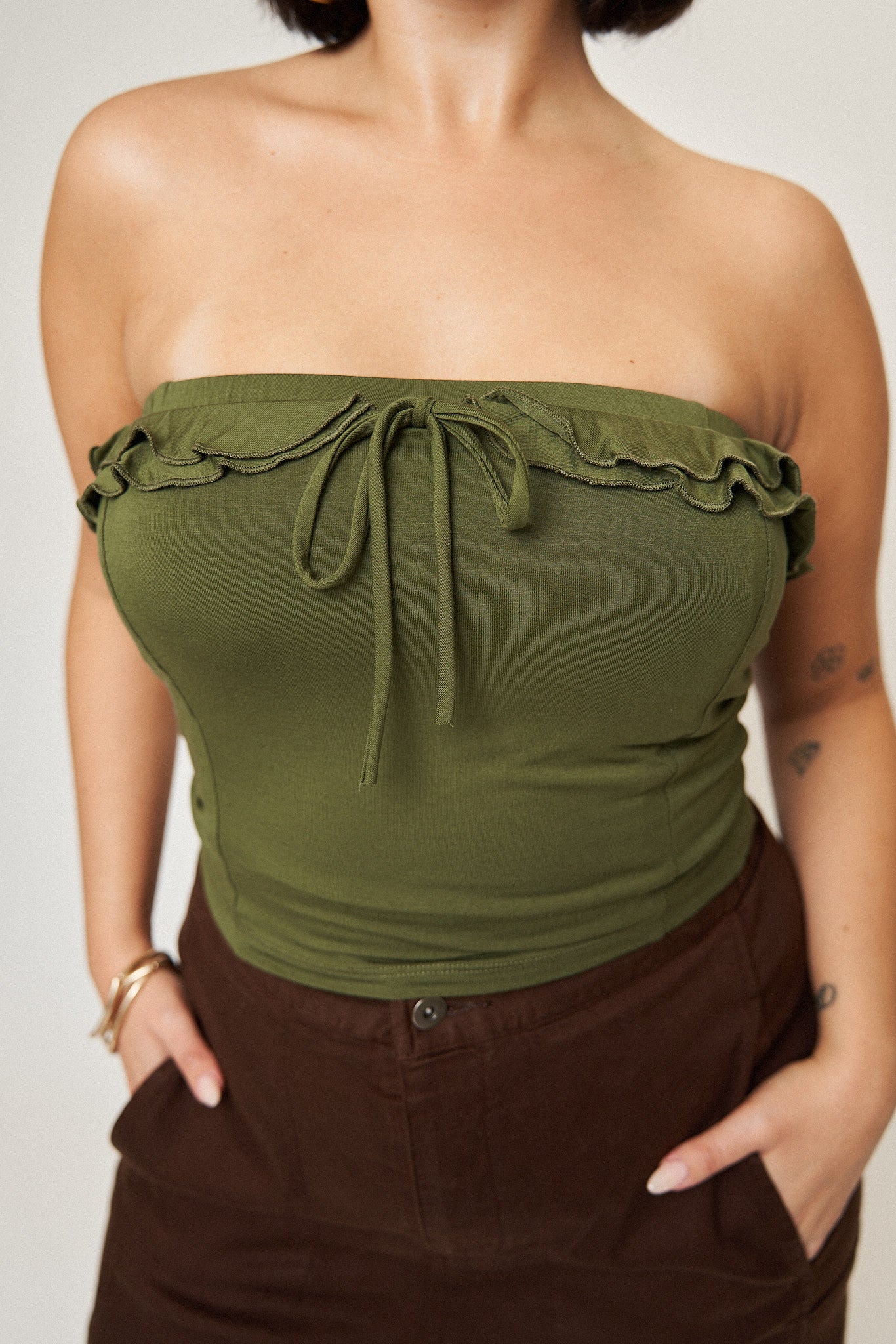 Madison Tube Top in Army Green What Lo Wants Madison Tube Top in Army Green What Lo Wants