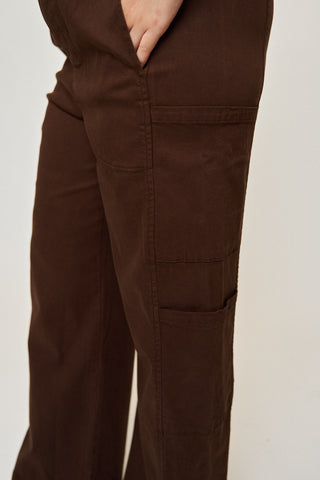 Tara Cotton Tencel Cargo Pant in Espresso