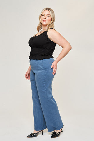 Maya Cotton Tencel Ease Pant in Slate Blue