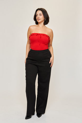 Maya Cotton Tencel Ease Pant in Black