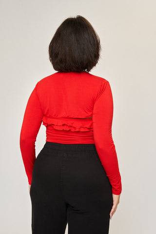 Isabelle Tie-Front Shrug in Cherry