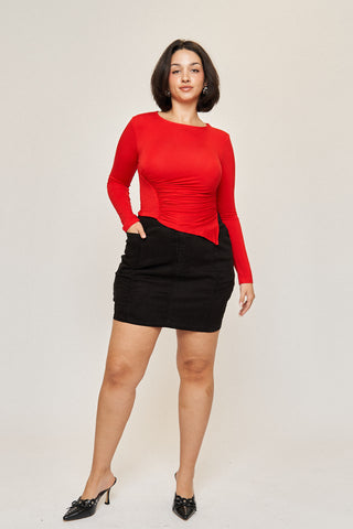 Chloe Asymmetrical Split Top in Cherry