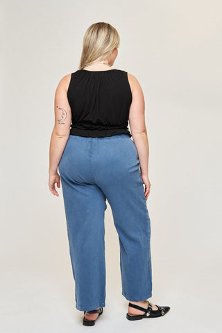 Maya Cotton Tencel Ease Pant in Slate Blue