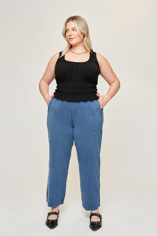 Maya Cotton Tencel Ease Pant in Slate Blue