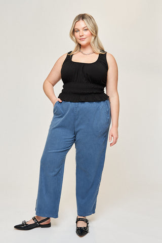 Maya Cotton Tencel Ease Pant in Slate Blue