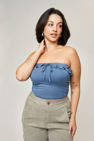 Madison Tube Top in Denim Blue