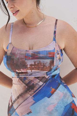 “Bella" Bias Slip Midi Dress in Capri