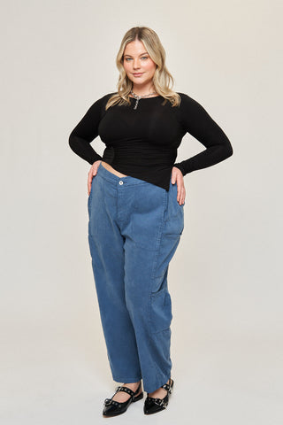 Tara Cotton Tencel Cargo Pant in Slate Blue