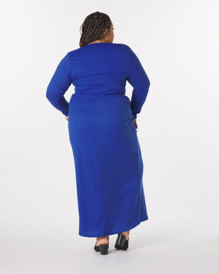 "Madeline” Knit Cut-Out Maxi Dress in Royal