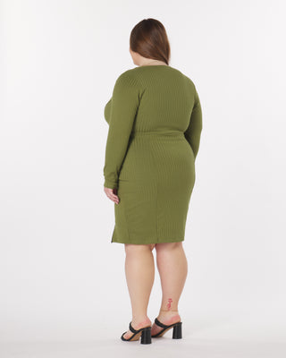 “Liz” Knit Mini Dress in Olive