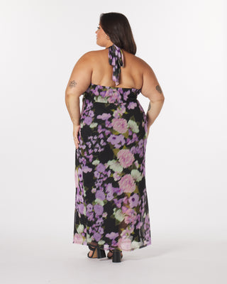“Elizabeth” Halter Maxi Dress in Jaded Floral