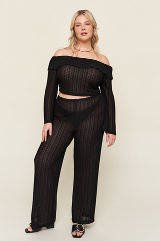 "Elaine” Sheer Lace Pant in Black