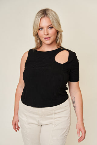 "Sammy" Viscose Cut-Out Top in Black