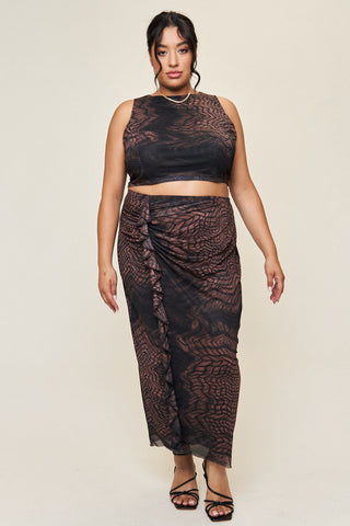 "Georgia" Maxi Skirt in Distorted Plaid