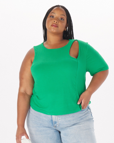 "Sammy" Viscose Cut-Out Top in Kelly Green