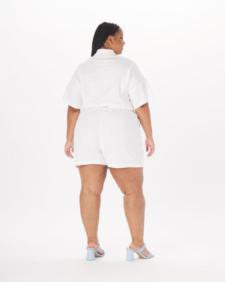 "Bobbie" Stretch-Linen Pull-On Short in White
