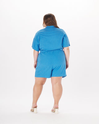 "Bobbie" Stretch-Linen Camp Shirt in Royal