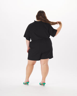 "Bobbie" Stretch-Linen Pull-On Short in Black