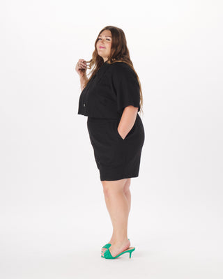 "Bobbie" Stretch-Linen Pull-On Short in Black