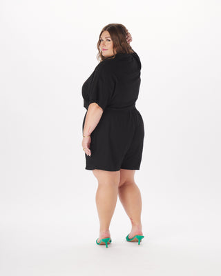"Bobbie" Stretch-Linen Pull-On Short in Black